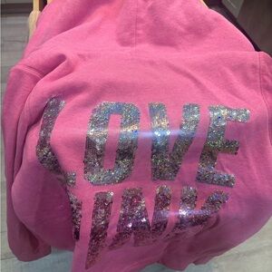 PINK Victoria's Secret Pink Hoodie with Sequin LOVE Graphic